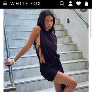 White Fox Boutique Black Side-Tie Open-Side Ruched Mini Dress